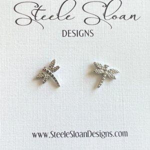 Sweet little silver dragonfly earrings in hypoallergenic silver stainless steel - perfect gift for dragonfly lovers