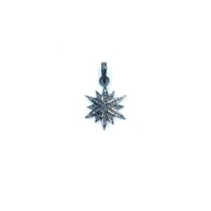 Star Charm - Sweet Small Pave Diamond Star Pendant- Choose Oxidized Sterling Silver, Gold or Rose Gold - Charm for Necklace