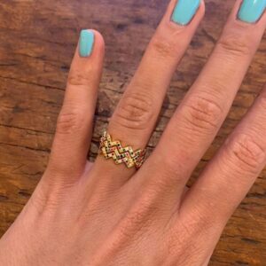 Stack Rings- Gold Filled Chevron multi color stone - TRENDSETTER!