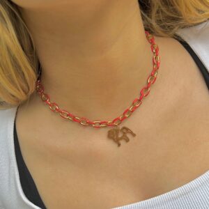 Bulldog Necklace - Chunky Chain Stainless Steel Red Enamel GameDay Necklace Perfect Gift for Georgia Dawgs Fans - Georgia Bulldogs Gift!