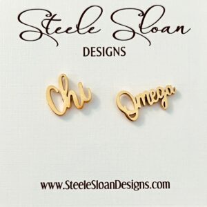 Chi Omega Sorority Gold Stud Earrings - Chi-O Sorority - PERFECT Bid Day Gift
