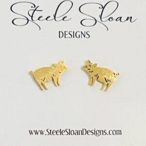 Pig Earrings - SO Cute! Piglet, Gold Stud Pig Earrings, Cute Pig Earrings, Pig Gift, Stainless Steel, Hypoallergenic