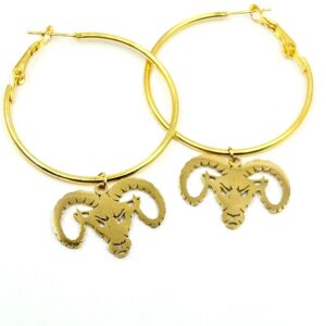 Ram Earrings-Gold Hoop Ram Earrings - Perfect for Game Day - Go Rams, UNC Gift, Hypoallergenic Lightweight Hoops,