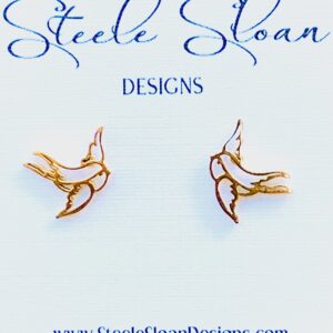 Sweet Swallow Earrings - Gold Stud Earrings Stainless Steel Hypoallergenic - Swallow Gold Stud Earrings