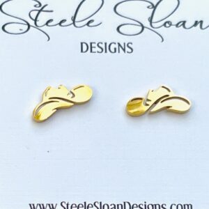 Super Cute Cowboy Hat / Cowgirl Hat Gold Stud Earrings Hypoallergenic Gold Stud Earrings