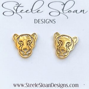 Cougar Earrings, Go Cougars, Gold Stud Cougar Earrings, Hypoallergenic Earring, Cougar Game Day