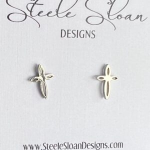 Silver Cross Earrings - Silver Small Cross Earrings, Silver Cross Earrings, Cute Earrings, Stud Earrings, Hypoallergenic Stainless Steel