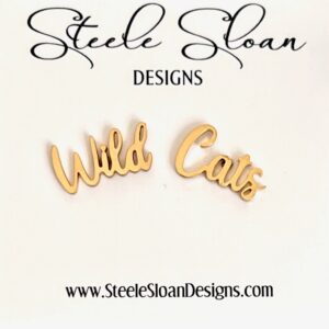 Cute Wild Cat Earrings, Wildcat Football, Gift for Wildcat Fan, Kentucky Wildcats, Gold Stud Hypoallergenic Earring, Kentucky Game Day,