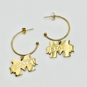 Mississippi State Gold Hoop Earrings- Perfect Mississippi State Bulldog Gift - Perfect for GameDay Miss State Hypoallergenic Stainless Steel