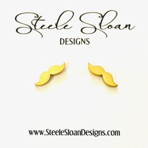 Cute Mustache Gold Stud Earrings - Hypoallergenic