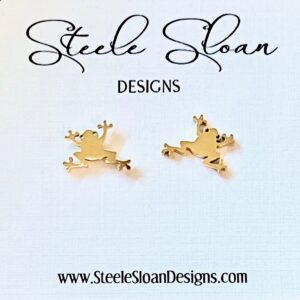 Super Cute Frog Earrings, Frog Jewelry, Froggies, Cute Earrings, Stud Earrings, Gold Stud Earrings, Hypoallergenic Stainless Steel