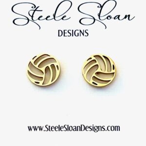 Volleyball Gold Stud Earrings, Volleyball Gift, Volleyball Coach Gift, Volleyball Team Gift, Gold Stud Earrings, Hypoallergenic