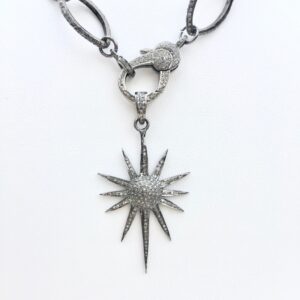 Star Charm, Pave Diamond Star Pendant, Star, Star Pendant for Clasp Necklace, Pave Diamond Star Pendant
