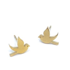 Beautiful Dove Earrings, Bird Earrings, Peace Earrings, Stud Earrings, Gold Stud Earrings, Hypoallergenic Stainless Steel