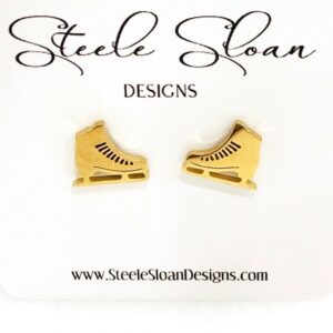 Ice Skater earrings, cute gold earrings, ice skater gift, Figure Skating earrings - Hypoallergenic