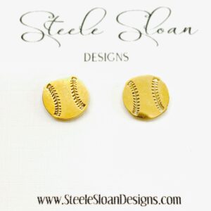 Baseball Gold Stud Earrings, Cute Earrings, Baseball Gift, Baseball Mom, Batgirl Gift, Gold Stud Earrings, Hypoallergenic Stainless Steel