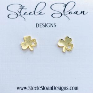3-Leaf Shamrock Stud Earrings great for Notre Dame Fans! Fighting Irish, Clover Earrings, Hypoallergenic, Notre Dame Gift idea
