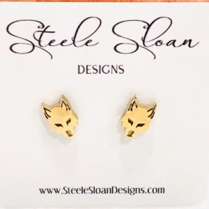 Husky Earrings, Washington Huskies, UConn Huskies, Cute Husky Earrings, Gold Stud Earrings, Hypoallergenic