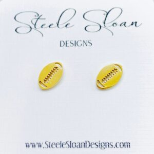 Football Gold Stud Earrings, Football Gift, Football Mom, Cheerleader Gift, Gold Stud Earrings, Hypoallergenic Stainless Steel