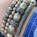 Pewter and Pave Diamond Stack Bracelet Set