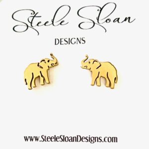 Cute Elephant Earrings, Elephant Gift, Gold Stud Elephant Earrings, Hypoallergenic Earrings