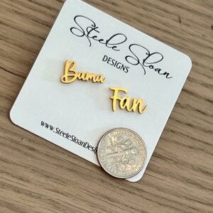 Bama Fan Gold Stud Hypoallergenic Earrings, Bama Fan Gifts