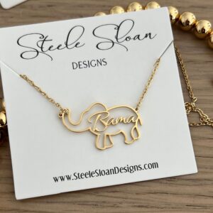 CUTE!!! Alabama Bama Elephant Necklace - Gift for Bama Fan- Hypoallergenic, Alabama Gameday Necklace, Bama Gift, Officially Licensed