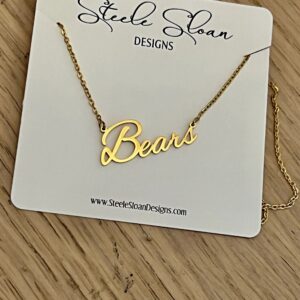 Bears Team Necklace- Bears GameDay Necklace - Gold "Bears" Necklace
