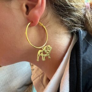 Bulldog Earrings-Gold Hoop Bulldog Earrings, Bulldogs, Mississippi State, UGA Gift, Hypoallergenic Lightweight Hoops, Perfect for Gameday