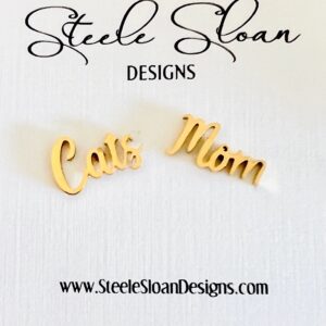 Cute Cat Mom Earrings, Wildcat Mother's Day Gift, Gift for Cats Mom, Wild Cats, Gold Stud Hypoallergenic Earring