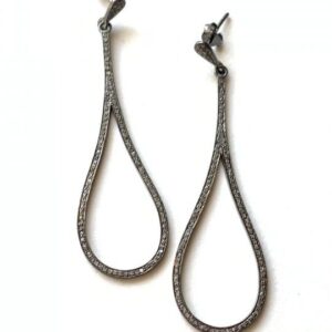 Long Pave Diamond Dangle Drop Earrings