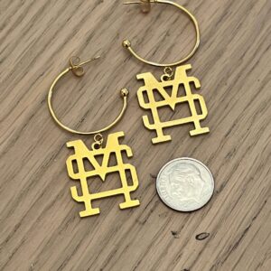 Mississippi State MS Gold Hoop Earrings- Hypoallergenic Stainless Steel
