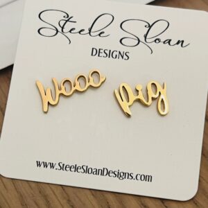 WOOO Pig! Wooo Pig Earrings Cute Arkansas Game Day Gold Stud Earrings Razorback Fans Hypoallergenic Arkansas Gift Arkansas Graduation Gift