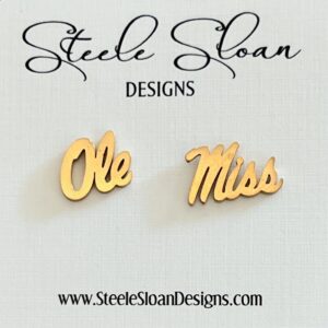 Ole Miss Gold Stud Earrings- SUPER CUTE! Great for Ole Miss GameDay, Ole Miss Gift, Hypoallergenic, Ole Miss Rebels, Officially Licensed, Ole Miss