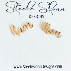 Ram Mom Earrings - Go Rams! Cute Gold Stud Earrings, Hypoallergenic, Gift for Mom Rams Football, Rams Baseball, Rams Team Mom