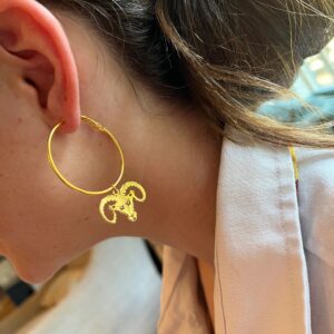 Ram Earrings-Gold Hoop Ram Earrings - Perfect for Game Day - Go Rams, Ram Gift, Hypoallergenic Lightweight Hoops