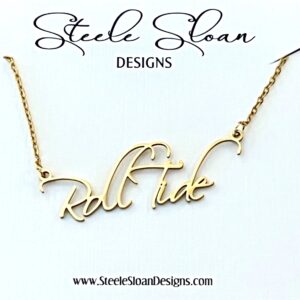 Roll Tide Necklace - Gift for Bama Fan- Name Necklace, Hypoallergenic, Alabama Gameday Necklace, Bama Gift, Officially Licensed