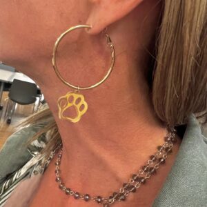 Paw Earrings-Gold Hoop Cute Open Paw GameDay Earrings