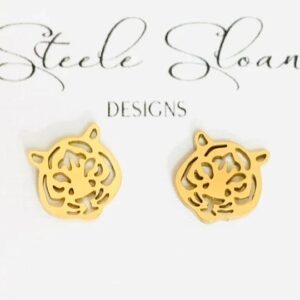Cute Tiger Earrings - Tigers, Tiger Football Gift, Cute Earrings, Stud Earrings, Hypoallergenic