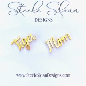 Tiger Mom Earrings - Tigers, Tiger Mother's Day Gift, Gift for Tiger Mom, Tiger Baseball, Tiger Team Mom