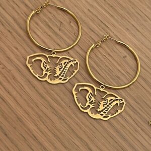 Alabama Hoop Earrings, Gold Hoop Bama Elephant Lightweight Earrings, Bama Gift, Hypoallergenic, Alabama Gameday, Officially Licensed