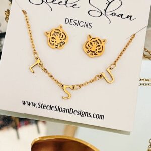 LSU Gift set LSU necklace and Tiger Earrings Adorable Gift for LSU Tigers Fans LSU Bound