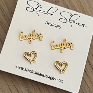 CUTE Eagles Earrings Eagles Valentines Gift Heart Earrings