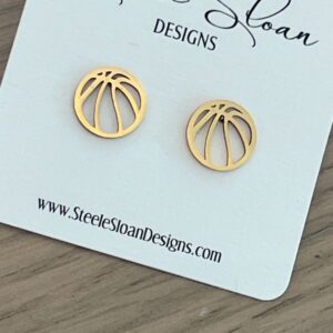 Basketball Gold Stud Earrings, Basketball Gift, Basketball Coach Gift, Basketball Team Gift, Gold Stud Earrings, Hypoallergenic