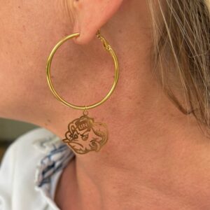 UNC Rameses Hoop Earrings Lightweight Gold Hoop Earrings Officially Licensed