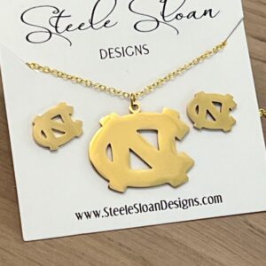 UNC Gift Set UNC Logo Necklace and UNC Earrings- Hypoallergenic Stainless Steel
