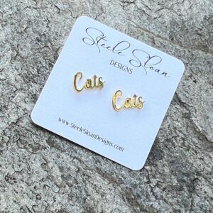 Go Cats Fans! Cats Script Gold Stud Earrings Cats Team Gift Go Cats!