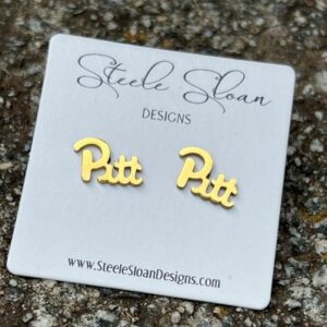 PITT Panthers Pitt Gift for Panthers Fan Pitt Earrings University of Pittsburgh Football Hypoallergenic Gold Stud Earrings