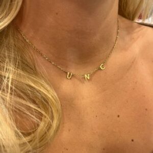 UNC Charm Necklace Gold Dangle LayerTar Heels Necklace Gift