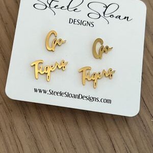 Go Tigers GameDay Gold Tiger Earrings or Silver Tiger Earrings Tiger Football Tiger Gameday